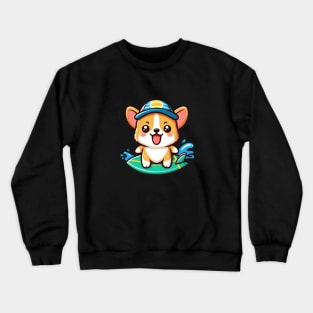 Surfing corgi dog Crewneck Sweatshirt